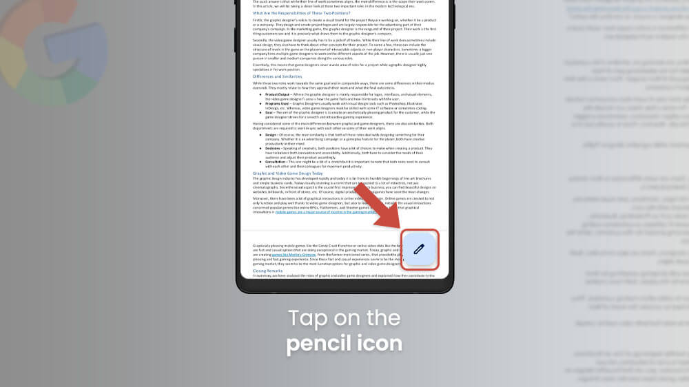 5. Tap on the Pencil Icon in Google Docs