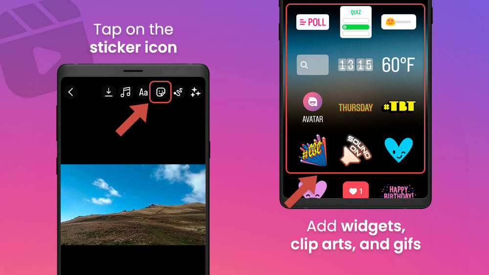 6. Add a Widget, Clip Arts and Gifs in Instagram Reel