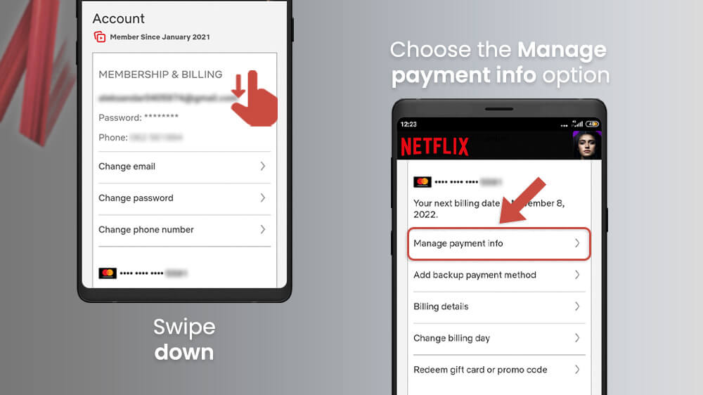 8. Manage Payment Info Option in Netflix App