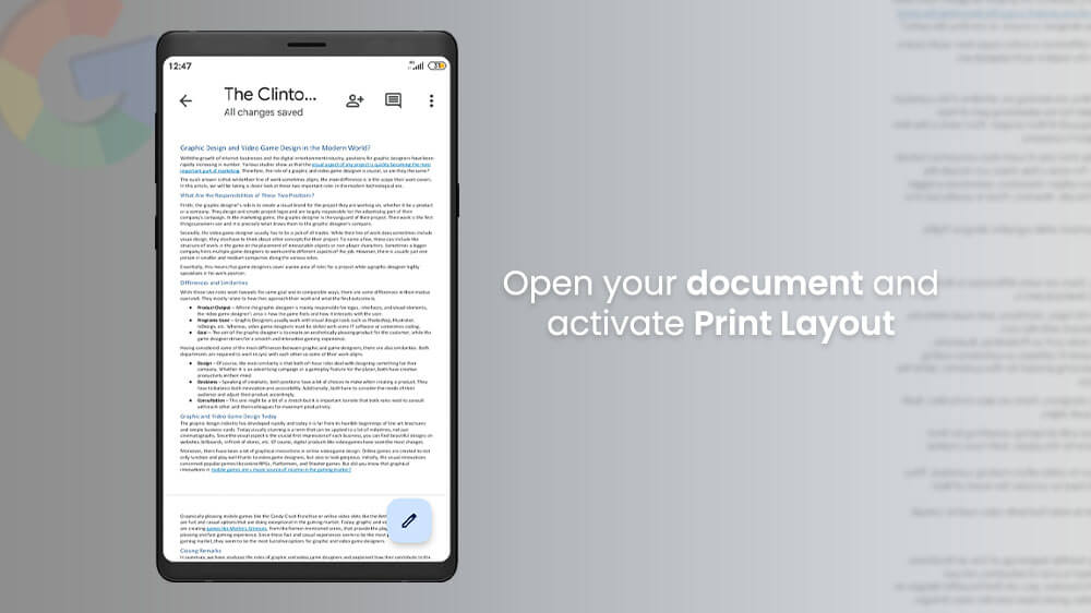 9. Open Your Document and Activate the Print Layout