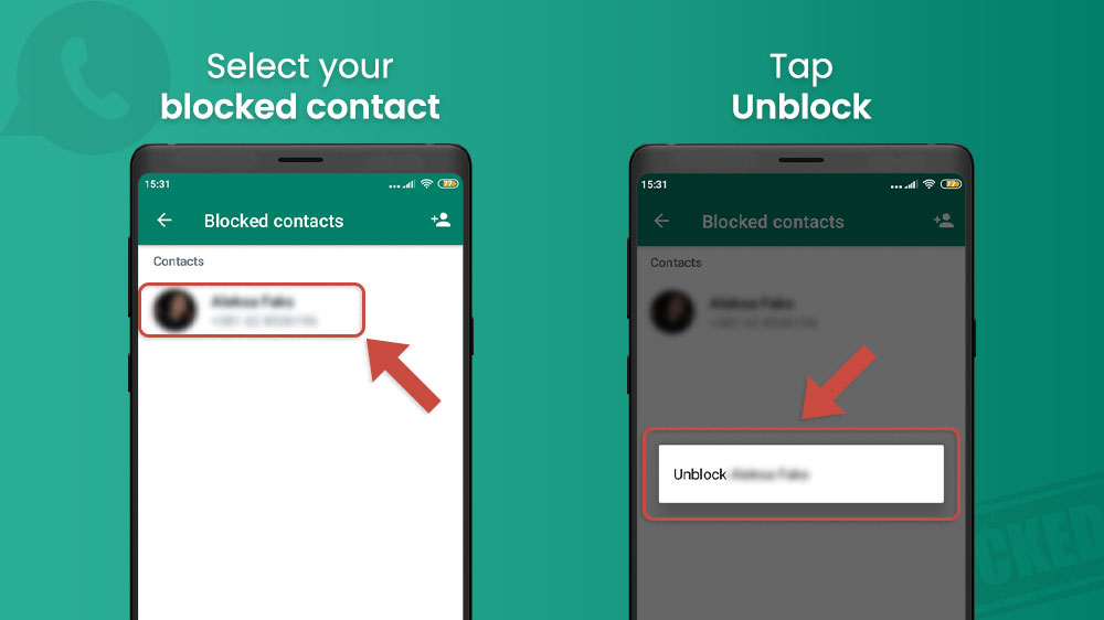 13. Unblock contact in WhatsApp