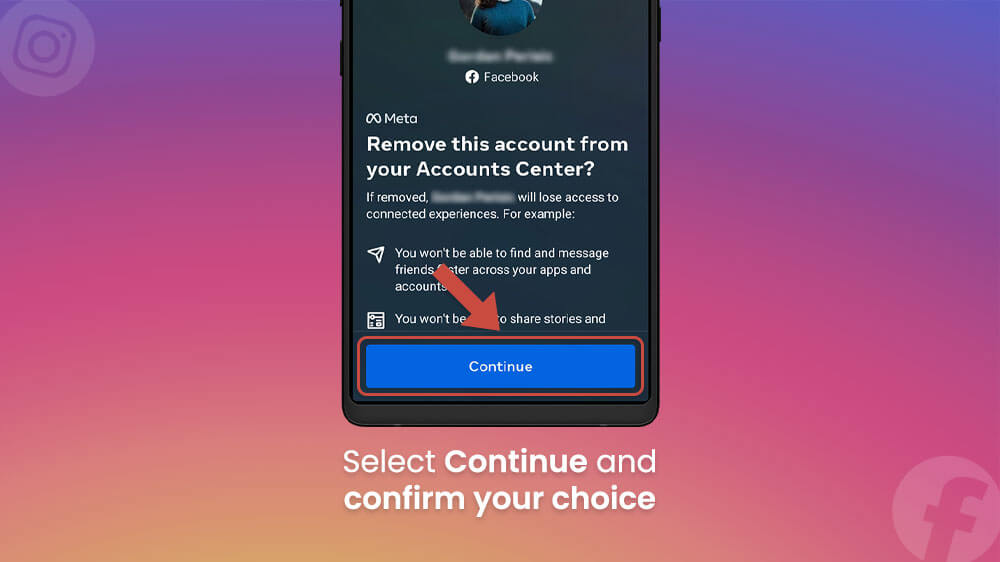 16. Confirm removing account from Accounts Center