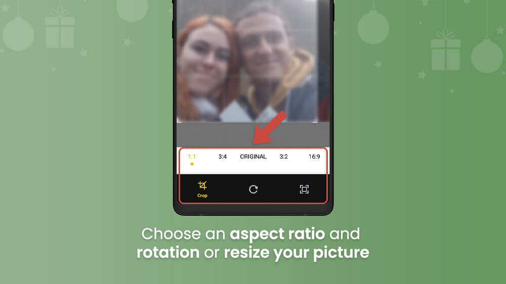25. Choose an aspect ration, rotation, or resize your picture