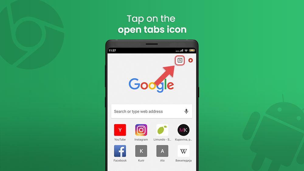 5. Open all tabs in Google Chrome app