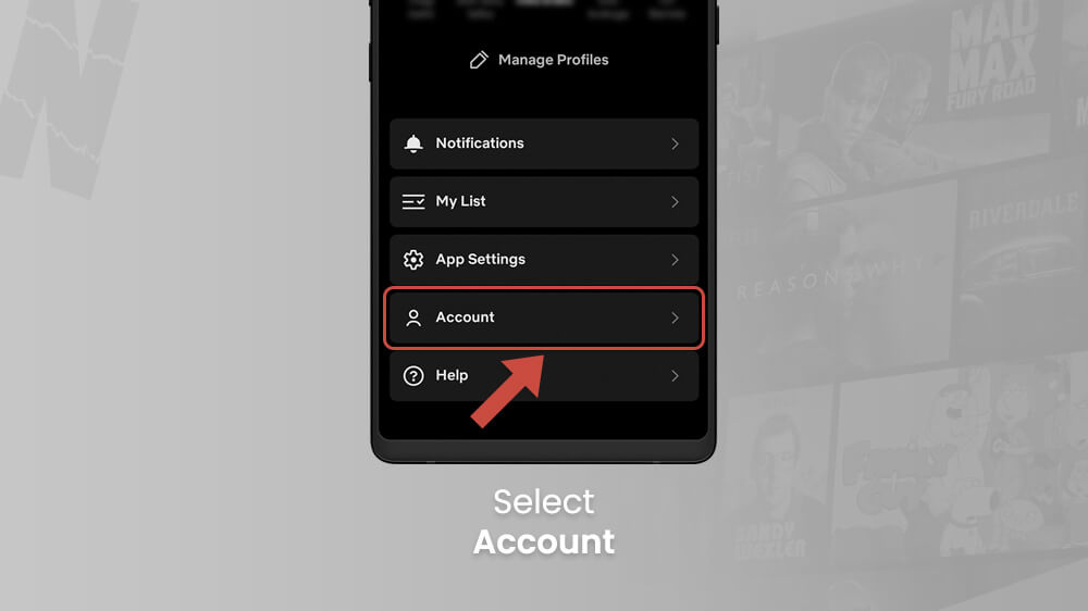 2. Select Account in Netflix app