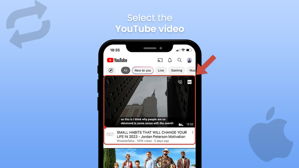 2. Select the YouTube video on iPhone