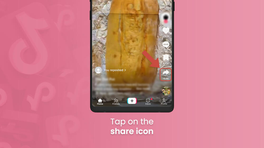 2. Tap on the share icon in TikTok app