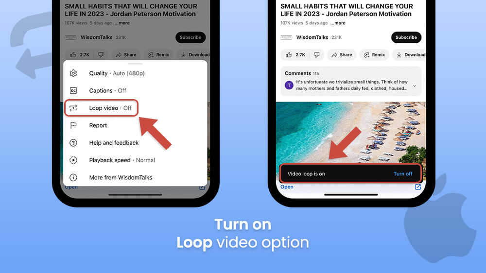 4. Turn on YouTube video loop on iPhone