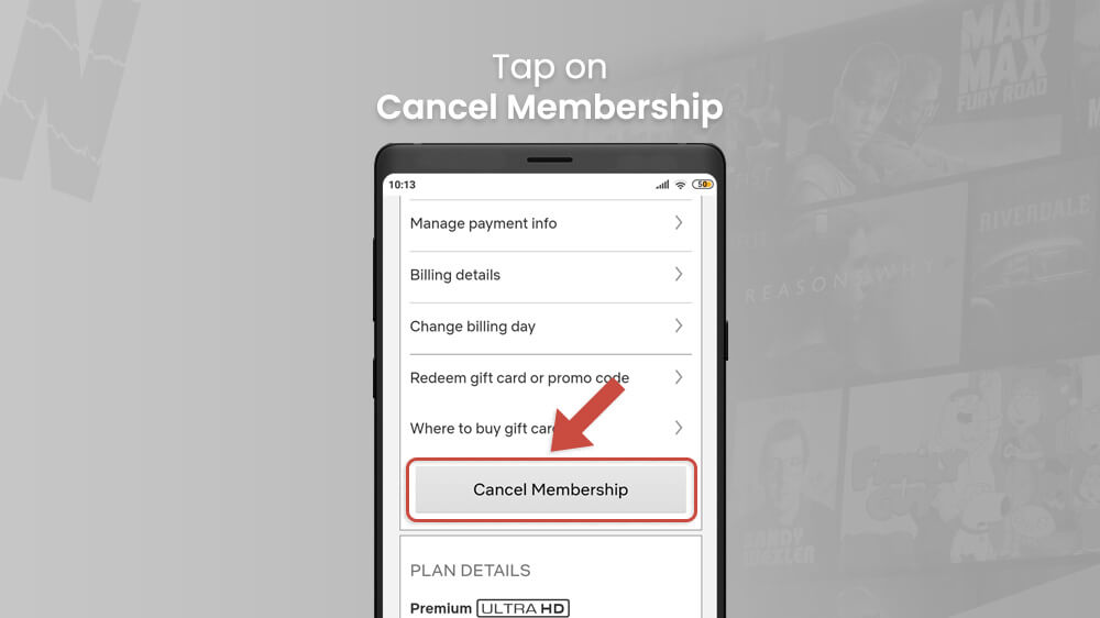 6. Cancel Netflix membership using mobile browser