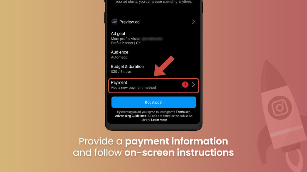 8 Provide a payment information in Instagram app