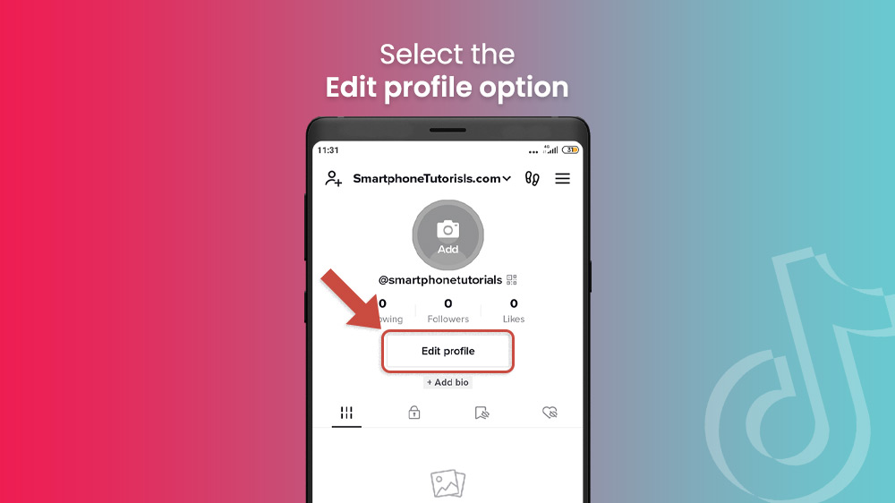 8. Select Edit profile in TikTok app