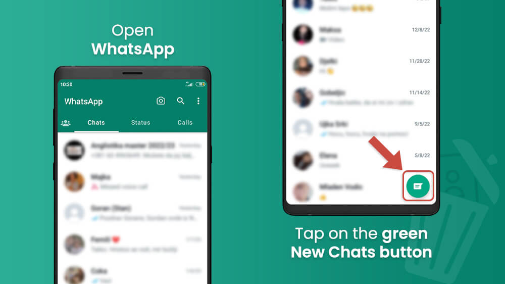9. Tap on the green New Chats button in WhatsApp