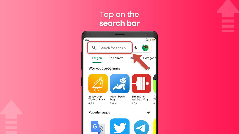 1. Tap on Search bar in Google Play app