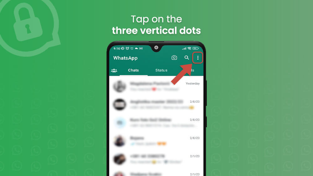 1. WhatsApp three vertical dots icon