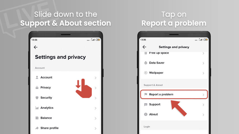 4. Report a problem in TikTok app