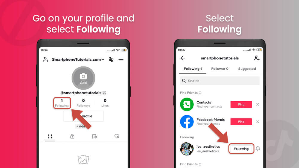 5. Select Following in TikTok app