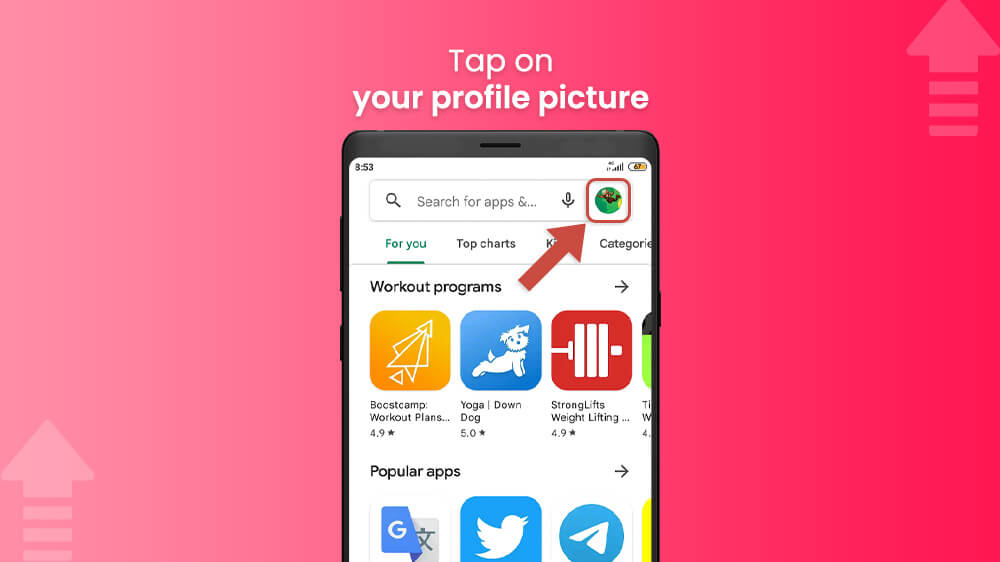 5. Tap on your profile picture in Google Play app