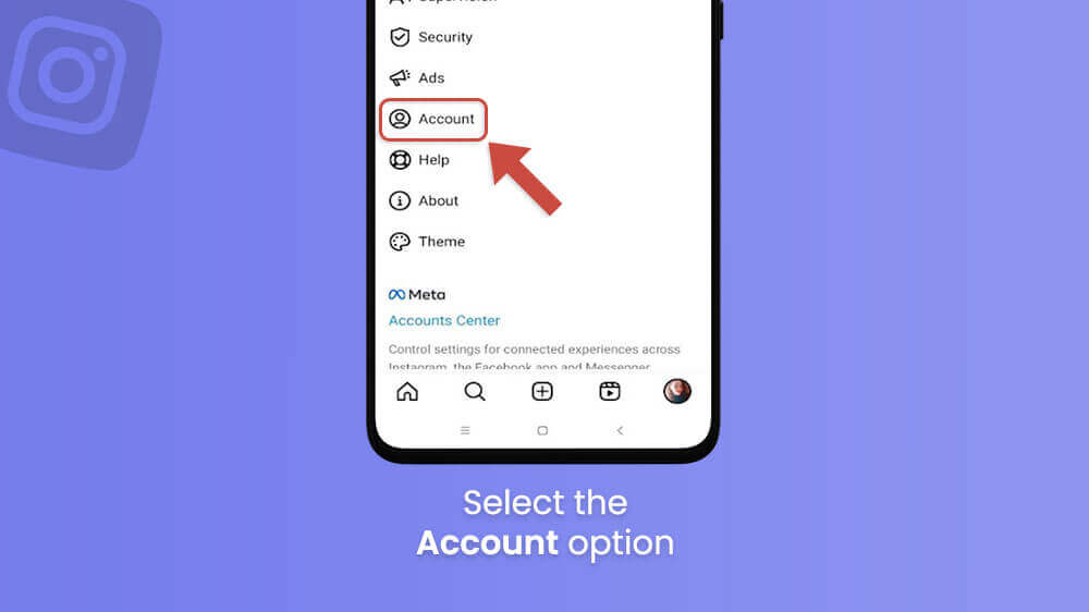 3. Select Account - Instagram app