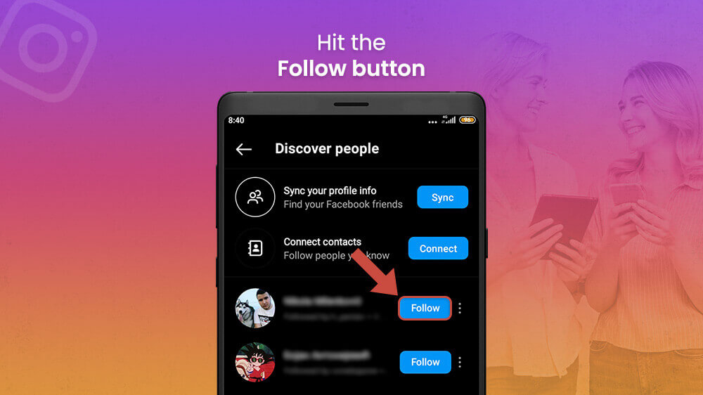 5. Follow people in Instagram app