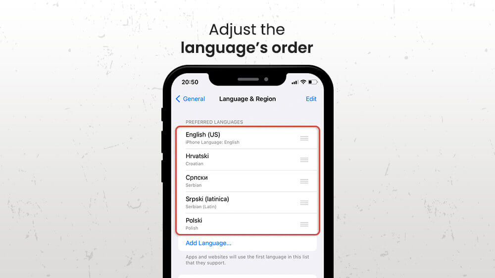 8. Adjust the Language Order on iPhone